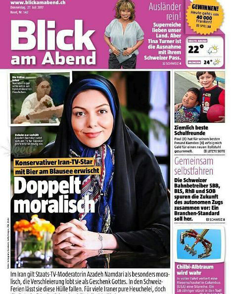 چاپ عکس آزاده نامداری در روزنامه های سوییس! عکس