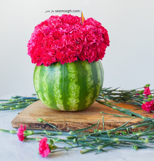 شب یلدا : گلدان هندوانه ای، یک تزیین زیبا برای میز شام شب یلدا