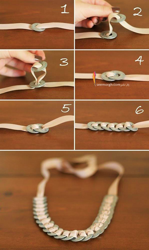 با روبان و حلقه های فلزی یک گردنبند فانتزی زیبا درست کنید!!