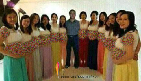 عکس جنجالی مردی در کنار 13 همسرش که همگی باردار هستند!