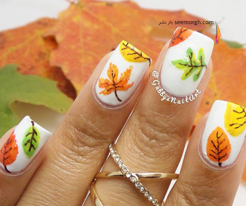 طراحی ناخن با برگ های پاییزی، یک ایده زیبا برای طراحی روی ناخن
